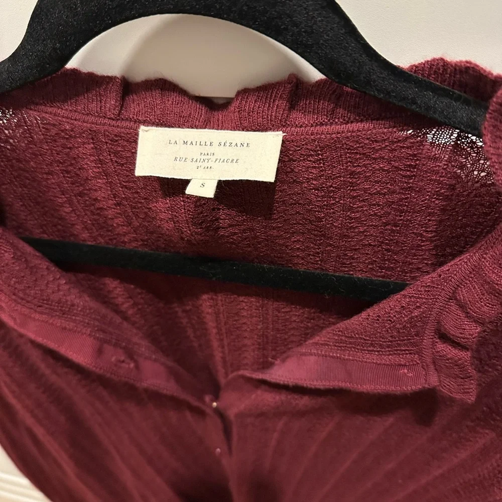 Sezane Louis Cardigan Burgundy - Size S - Picture 5 of 5